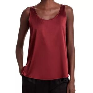 EILEEN FISHER Woman’s Silk Tank Top Maroon Burgundy Red Medium Side Slits